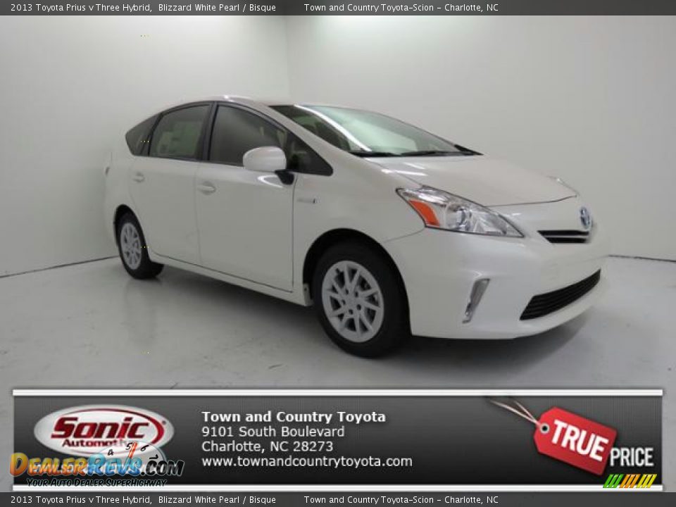 2013 Toyota Prius v Three Hybrid Blizzard White Pearl / Bisque Photo #1