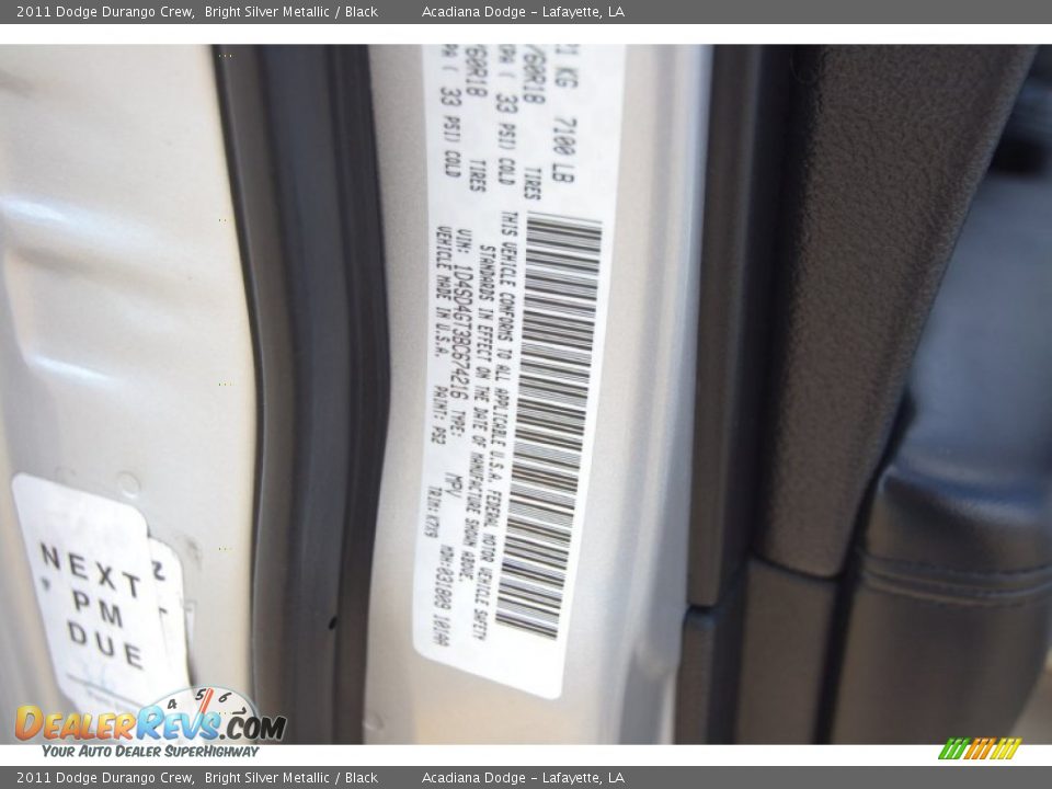 2011 Dodge Durango Crew Bright Silver Metallic / Black Photo #22