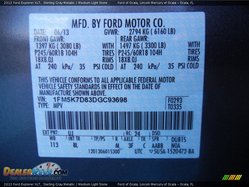 2013 Ford Explorer XLT Sterling Gray Metallic / Medium Light Stone Photo #13