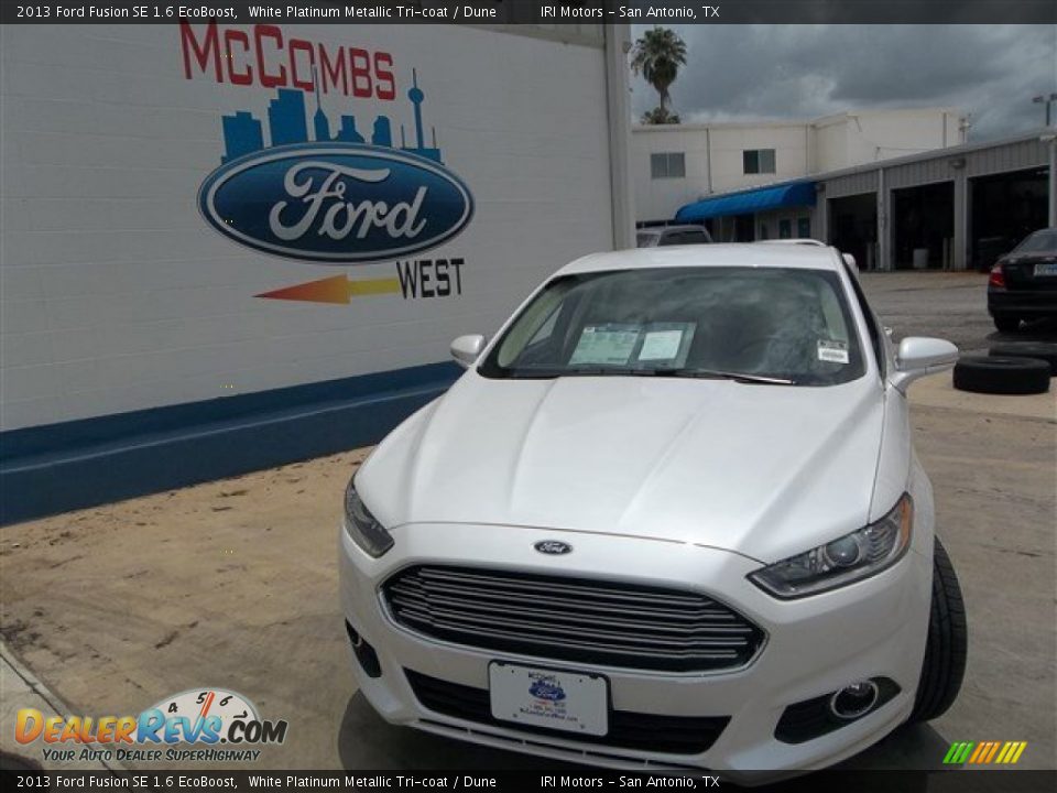 2013 Ford Fusion SE 1.6 EcoBoost White Platinum Metallic Tri-coat / Dune Photo #1
