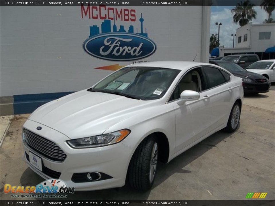 2013 Ford Fusion SE 1.6 EcoBoost White Platinum Metallic Tri-coat / Dune Photo #2