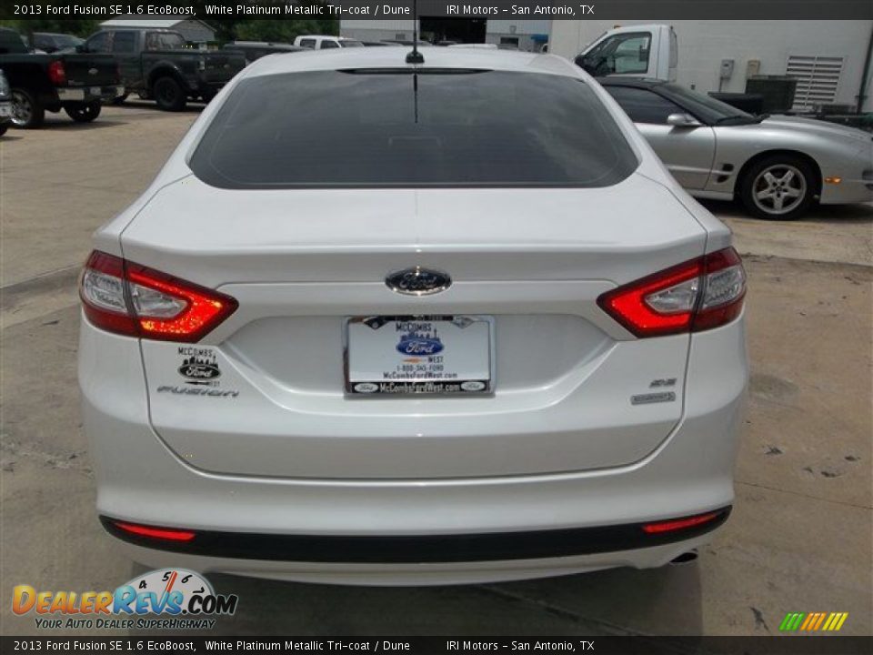 2013 Ford Fusion SE 1.6 EcoBoost White Platinum Metallic Tri-coat / Dune Photo #5