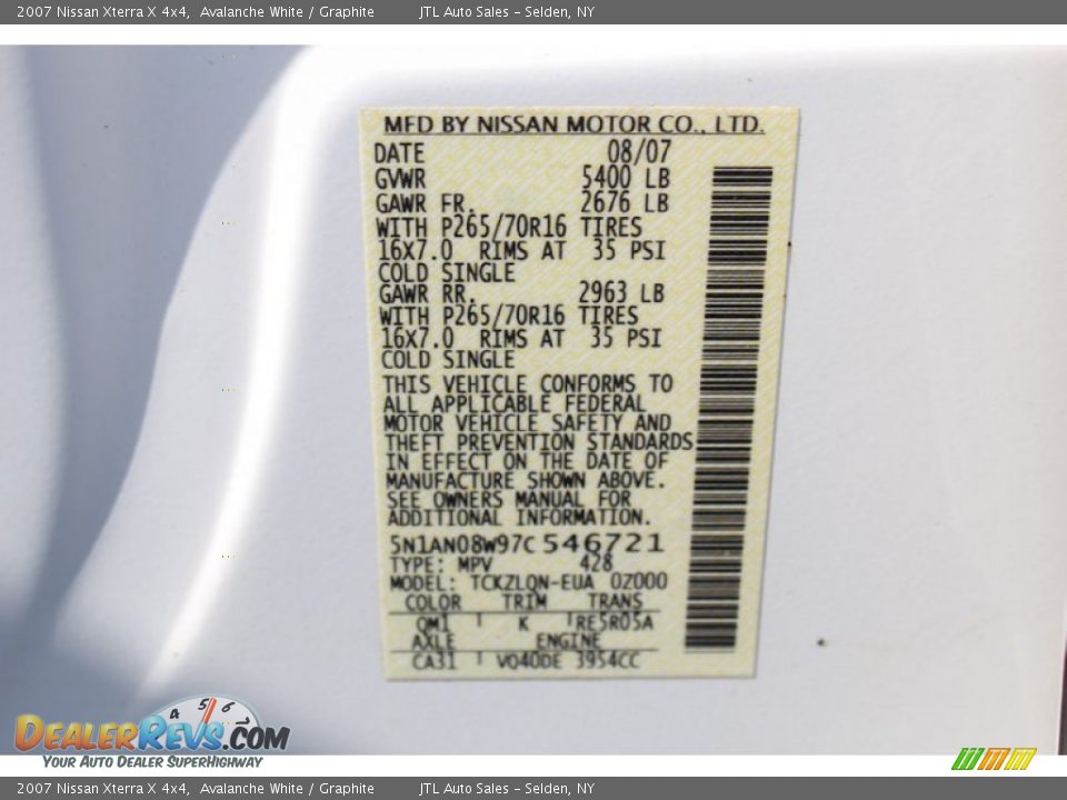 2007 Nissan Xterra X 4x4 Avalanche White / Graphite Photo #19