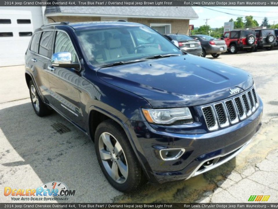 2014 Jeep Grand Cherokee Overland 4x4 True Blue Pearl / Overland Nepal Jeep Brown Light Frost Photo #7