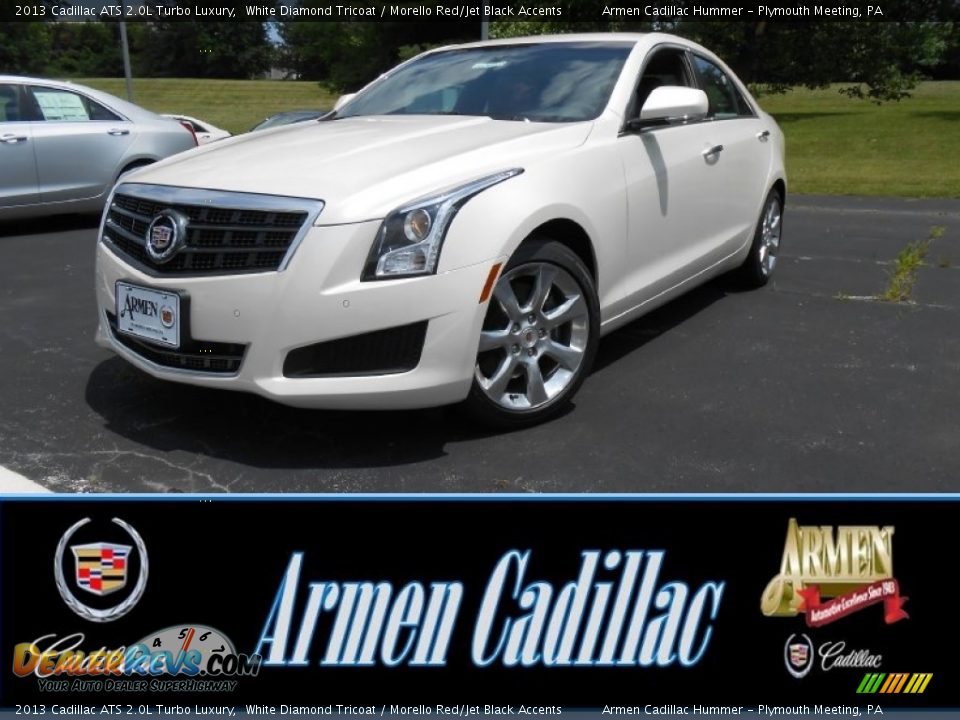 2013 Cadillac ATS 2.0L Turbo Luxury White Diamond Tricoat / Morello Red/Jet Black Accents Photo #1