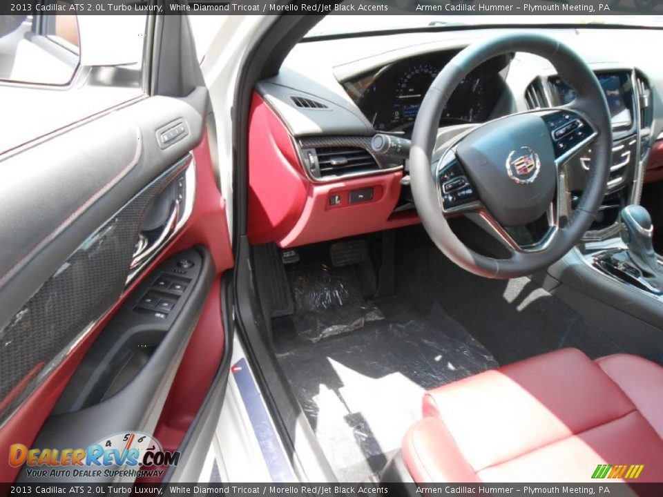 2013 Cadillac ATS 2.0L Turbo Luxury White Diamond Tricoat / Morello Red/Jet Black Accents Photo #7