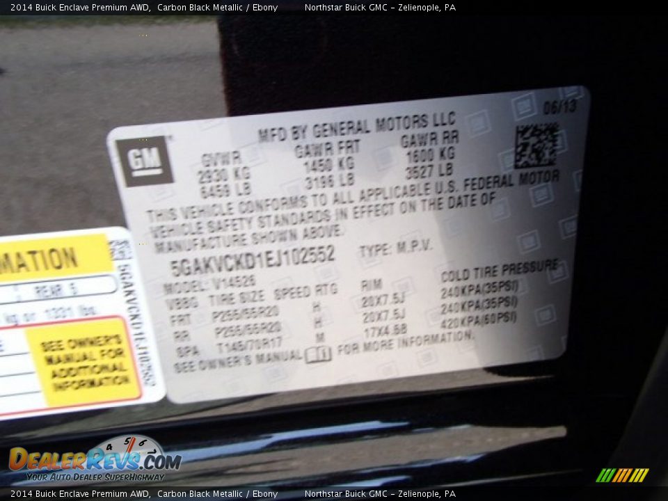 2014 Buick Enclave Premium AWD Carbon Black Metallic / Ebony Photo #20