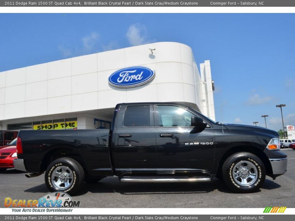 2011 Dodge Ram 1500 ST Quad Cab 4x4 Brilliant Black Crystal Pearl / Dark Slate Gray/Medium Graystone Photo #2