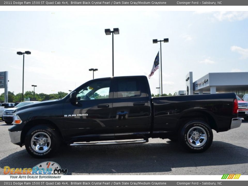 2011 Dodge Ram 1500 ST Quad Cab 4x4 Brilliant Black Crystal Pearl / Dark Slate Gray/Medium Graystone Photo #5