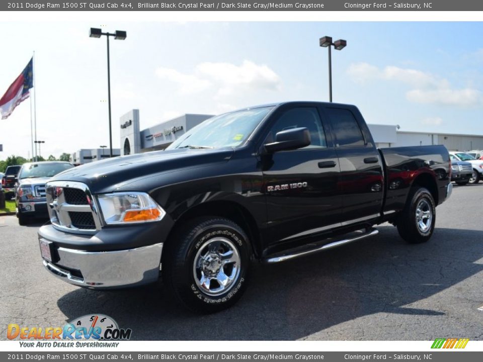 2011 Dodge Ram 1500 ST Quad Cab 4x4 Brilliant Black Crystal Pearl / Dark Slate Gray/Medium Graystone Photo #6