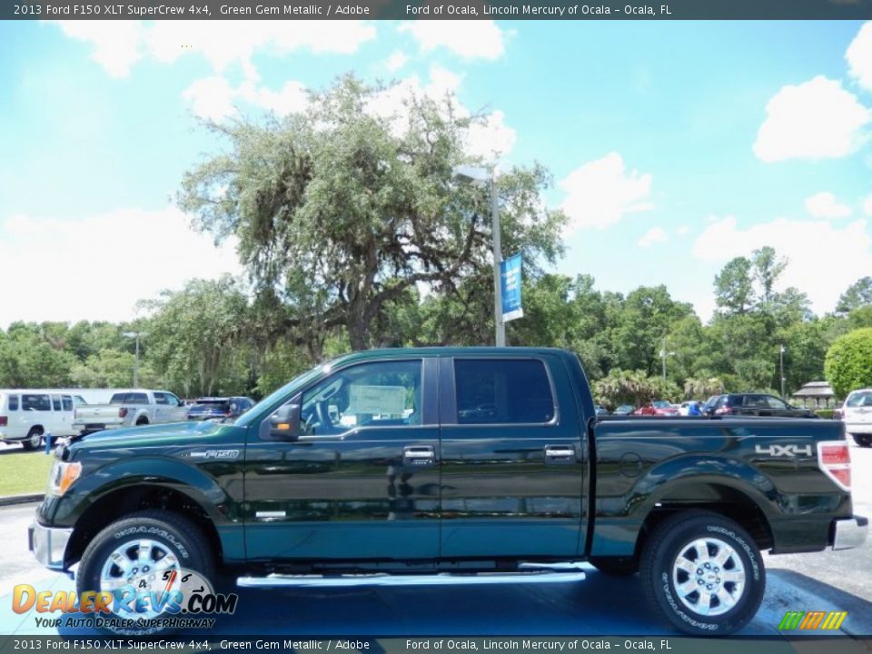2013 Ford F150 XLT SuperCrew 4x4 Green Gem Metallic / Adobe Photo #2
