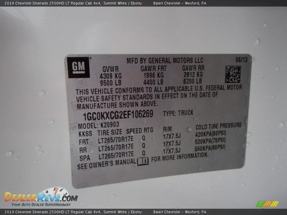 2014 Chevrolet Silverado 2500HD LT Regular Cab 4x4 Summit White / Ebony Photo #20