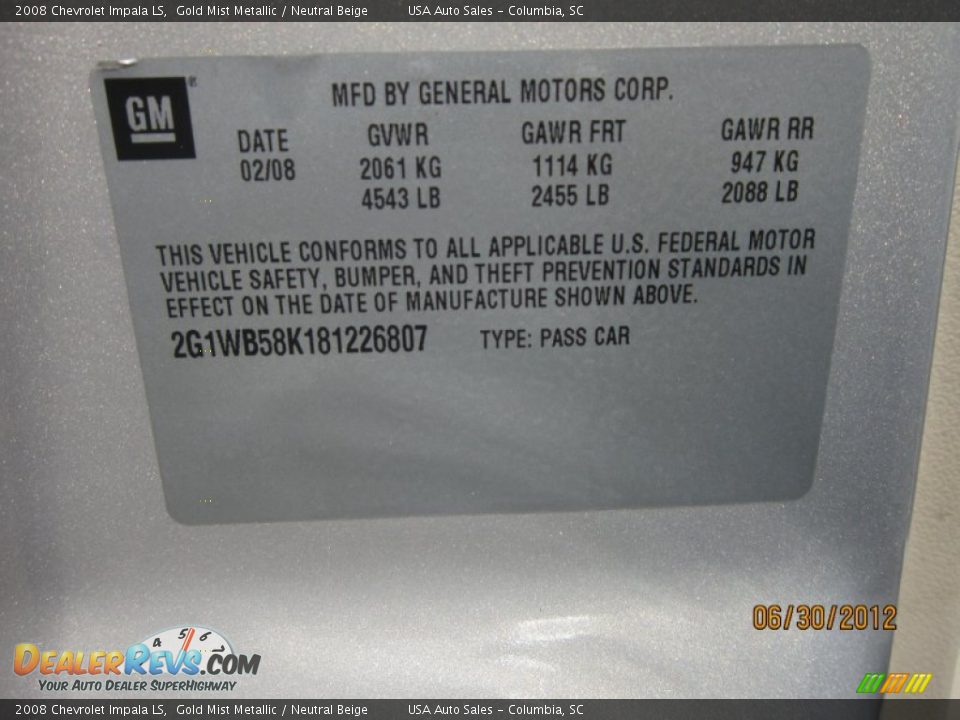 2008 Chevrolet Impala LS Gold Mist Metallic / Neutral Beige Photo #29