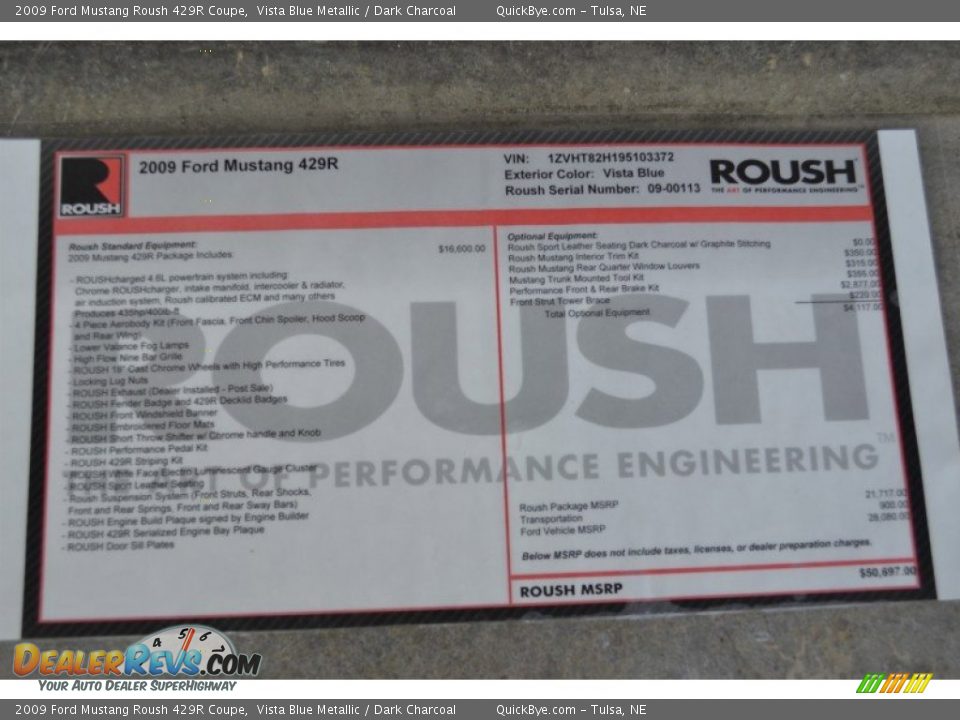 2009 Ford Mustang Roush 429R Coupe Window Sticker Photo #11