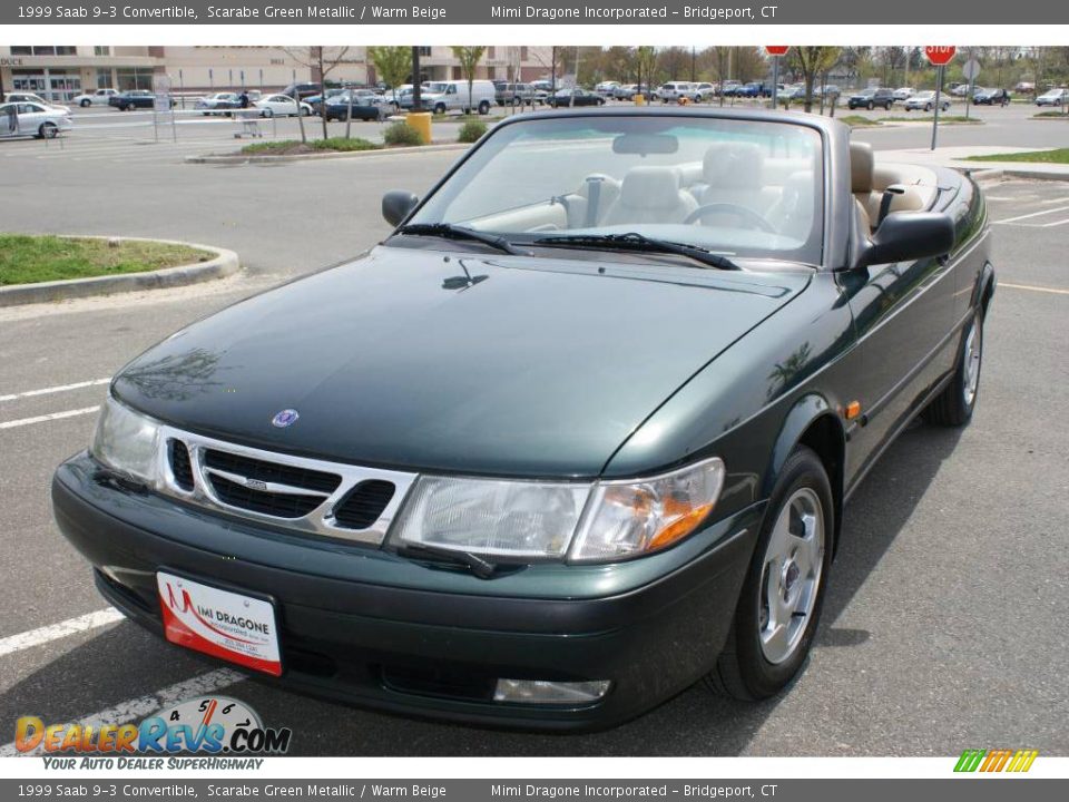 1999 Saab 9-3 Convertible Scarabe Green Metallic / Warm Beige Photo #1