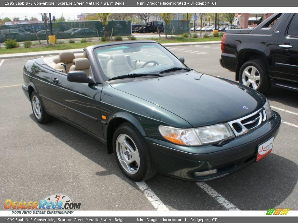 1999 Saab 9-3 Convertible Scarabe Green Metallic / Warm Beige Photo #3