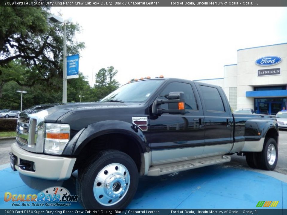 2009 Ford F450 Super Duty King Ranch Crew Cab 4x4 Dually Black / Chaparral Leather Photo #1
