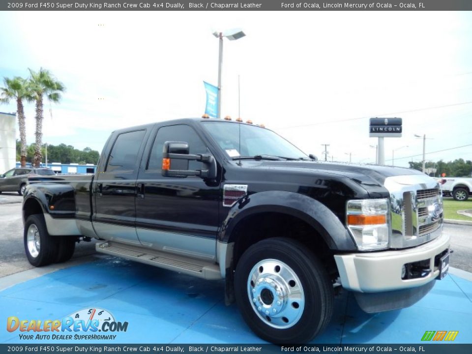 2009 Ford F450 Super Duty King Ranch Crew Cab 4x4 Dually Black / Chaparral Leather Photo #10