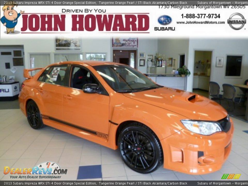 2013 Subaru Impreza WRX STi 4 Door Orange Special Edition Tangerine Orange Pearl / STi Black Alcantara/Carbon Black Photo #1