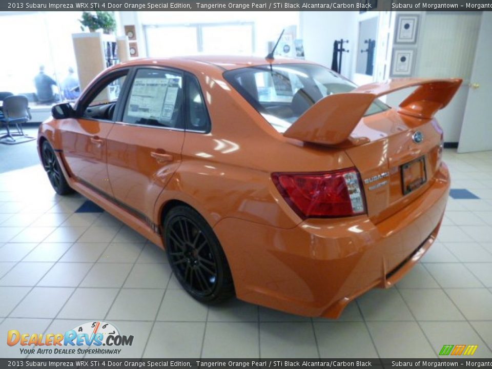 2013 Subaru Impreza WRX STi 4 Door Orange Special Edition Tangerine Orange Pearl / STi Black Alcantara/Carbon Black Photo #5