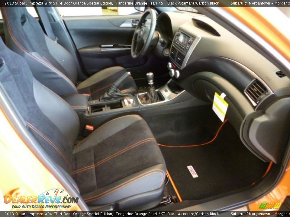 Front Seat of 2013 Subaru Impreza WRX STi 4 Door Orange Special Edition Photo #10