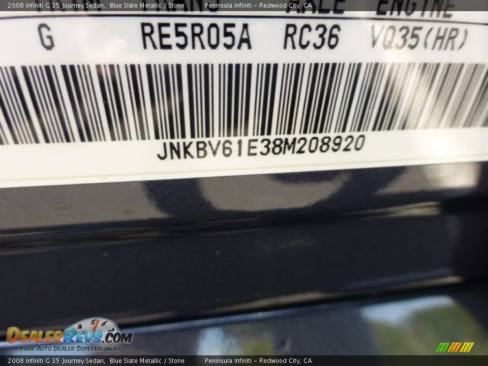 2008 Infiniti G 35 Journey Sedan Blue Slate Metallic / Stone Photo #11