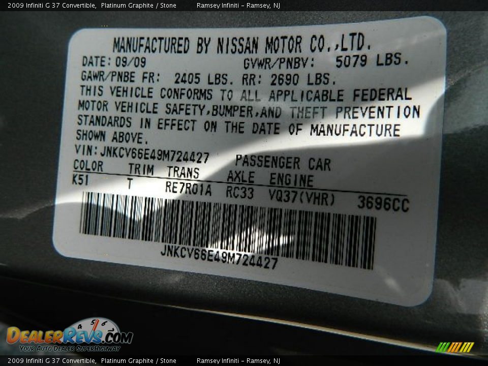 2009 Infiniti G 37 Convertible Platinum Graphite / Stone Photo #21