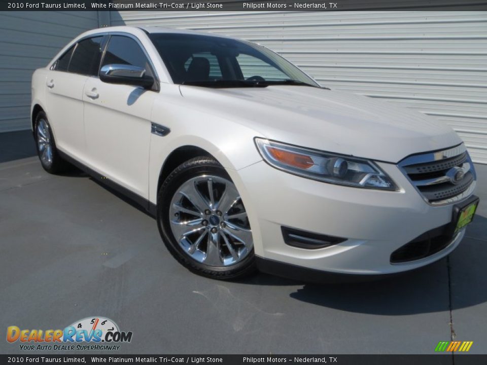 2010 Ford Taurus Limited White Platinum Metallic Tri-Coat / Light Stone Photo #1