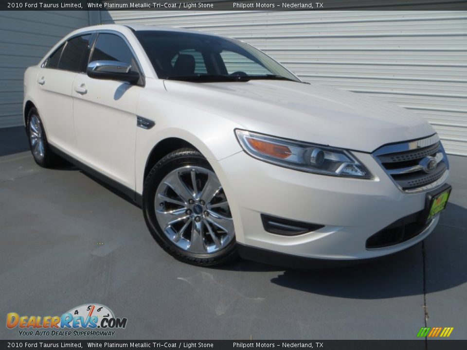 2010 Ford Taurus Limited White Platinum Metallic Tri-Coat / Light Stone Photo #2