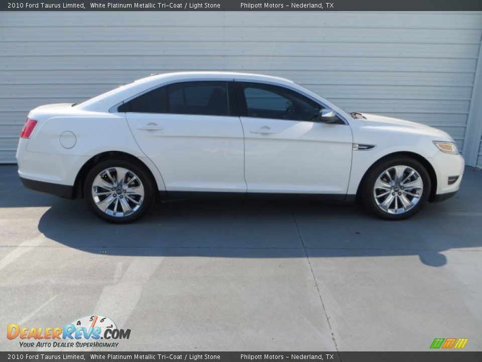 2010 Ford Taurus Limited White Platinum Metallic Tri-Coat / Light Stone Photo #3