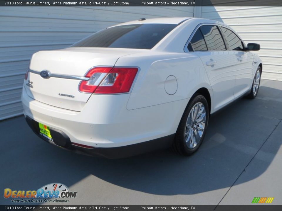 2010 Ford Taurus Limited White Platinum Metallic Tri-Coat / Light Stone Photo #4