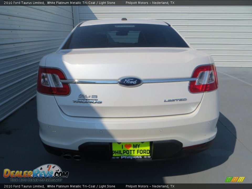 2010 Ford Taurus Limited White Platinum Metallic Tri-Coat / Light Stone Photo #5