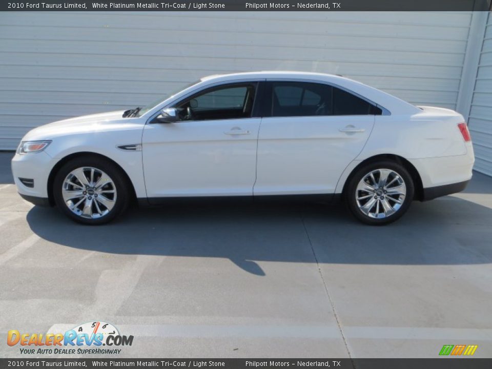 2010 Ford Taurus Limited White Platinum Metallic Tri-Coat / Light Stone Photo #6