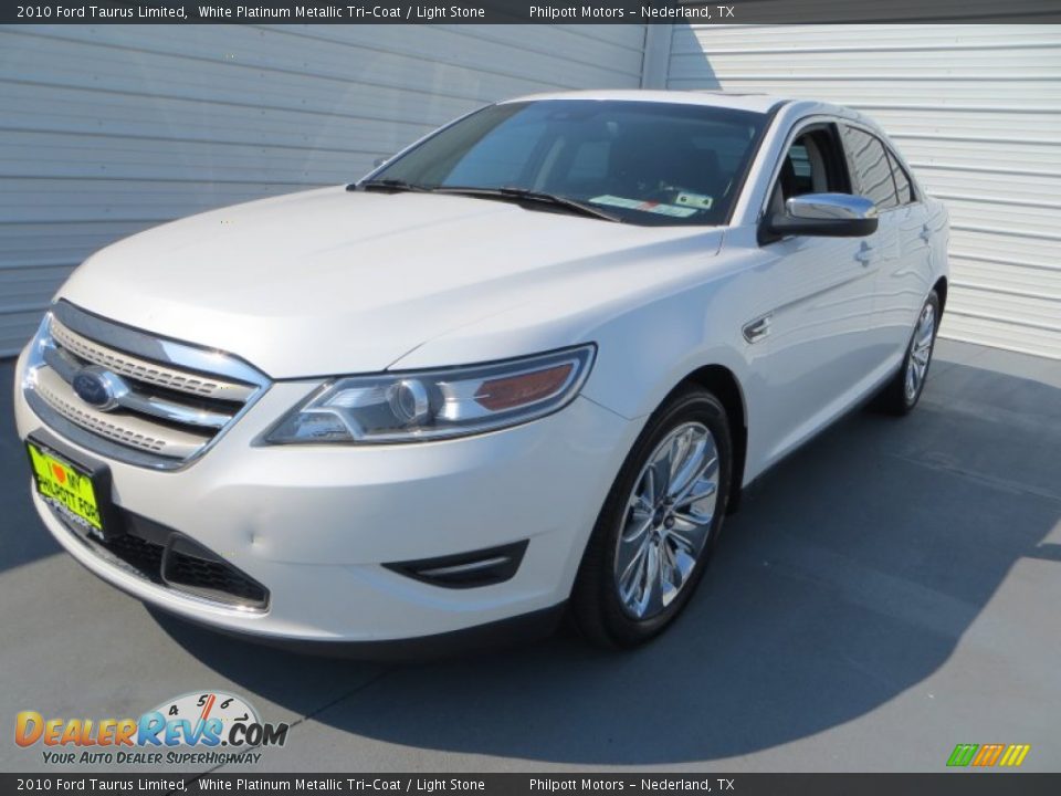 2010 Ford Taurus Limited White Platinum Metallic Tri-Coat / Light Stone Photo #7