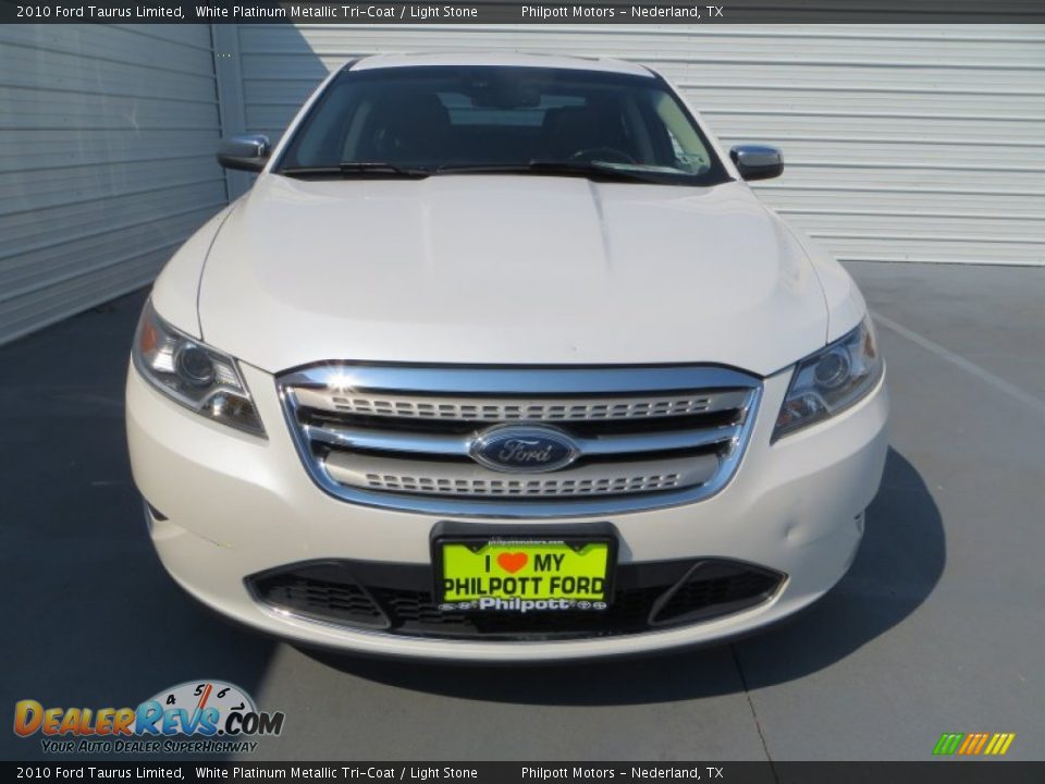 2010 Ford Taurus Limited White Platinum Metallic Tri-Coat / Light Stone Photo #8
