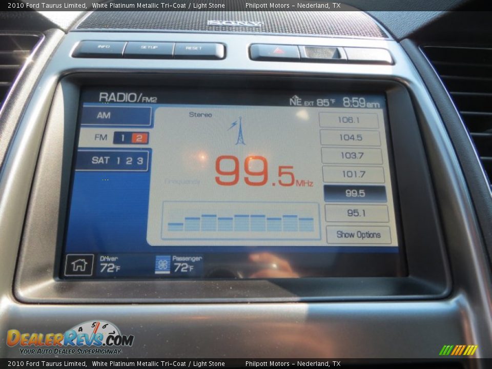 2010 Ford Taurus Limited White Platinum Metallic Tri-Coat / Light Stone Photo #36