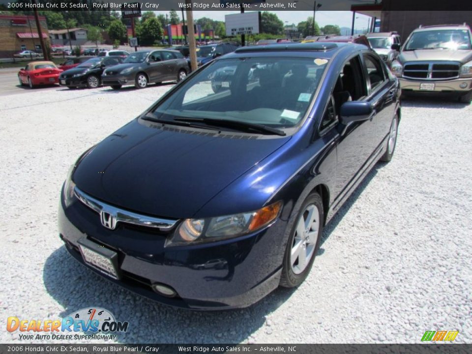 2006 Honda Civic EX Sedan Royal Blue Pearl / Gray Photo #11