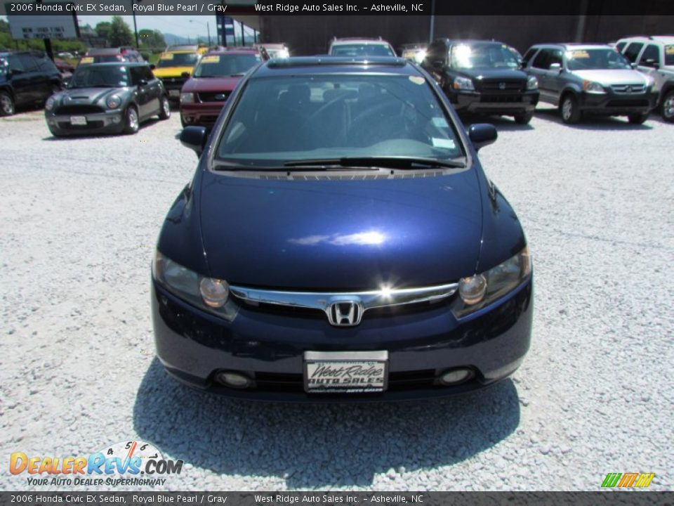 2006 Honda Civic EX Sedan Royal Blue Pearl / Gray Photo #12