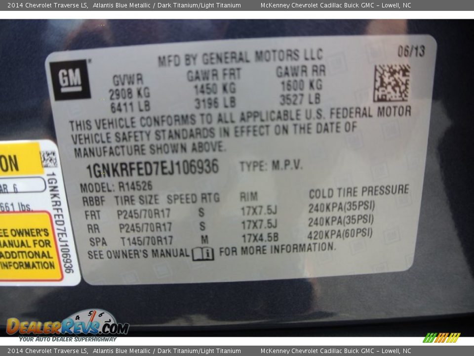 2014 Chevrolet Traverse LS Atlantis Blue Metallic / Dark Titanium/Light Titanium Photo #8