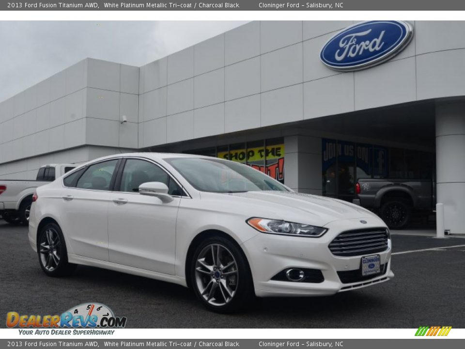 2013 Ford Fusion Titanium AWD White Platinum Metallic Tri-coat / Charcoal Black Photo #1