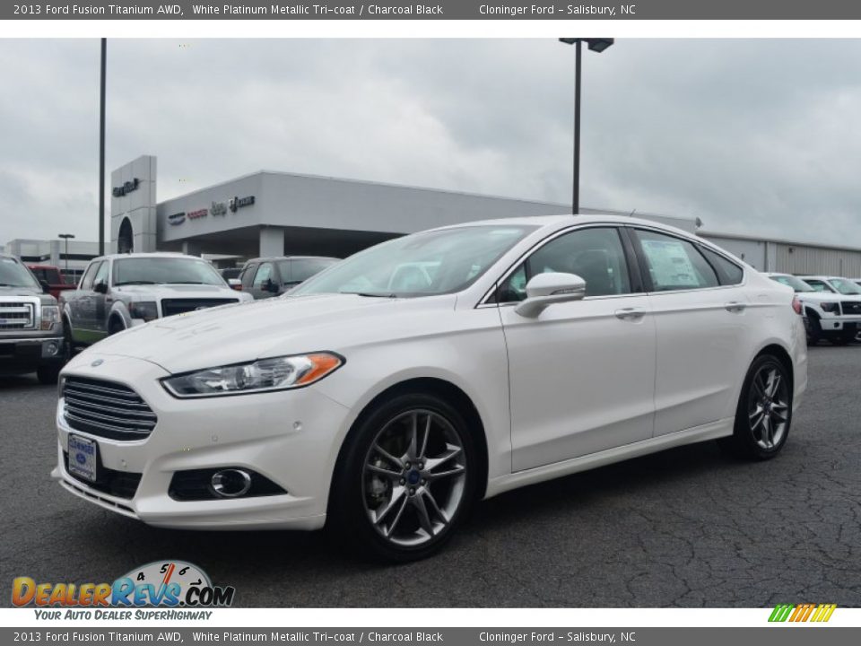 2013 Ford Fusion Titanium AWD White Platinum Metallic Tri-coat / Charcoal Black Photo #3