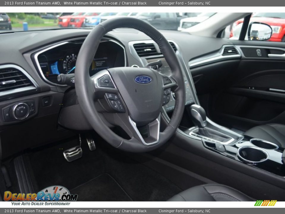 2013 Ford Fusion Titanium AWD White Platinum Metallic Tri-coat / Charcoal Black Photo #6