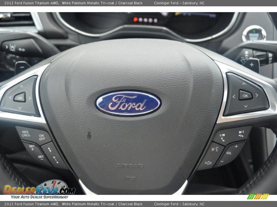 2013 Ford Fusion Titanium AWD White Platinum Metallic Tri-coat / Charcoal Black Photo #20