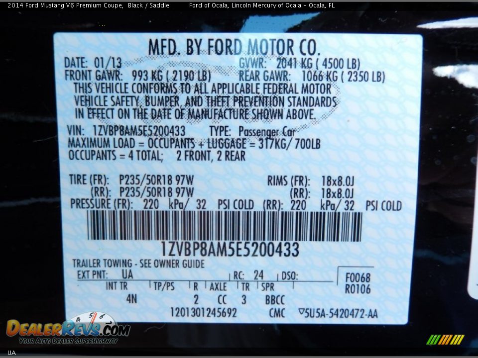 Ford Color Code UA Black