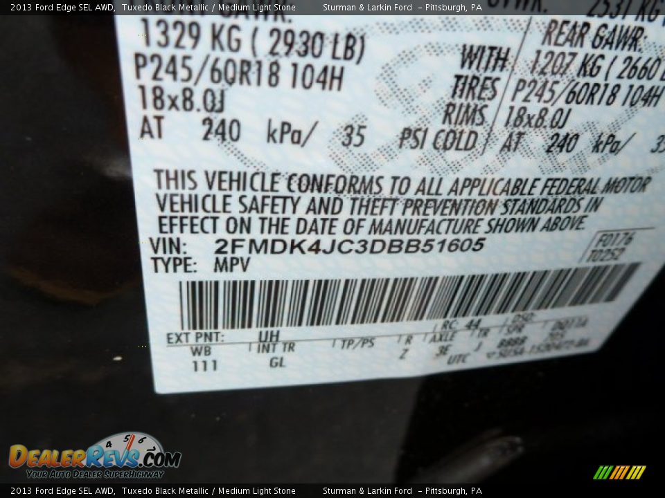 2013 Ford Edge SEL AWD Tuxedo Black Metallic / Medium Light Stone Photo #12