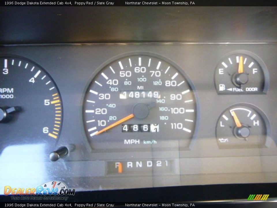 1996 Dodge Dakota Extended Cab 4x4 Poppy Red / Slate Gray Photo #14