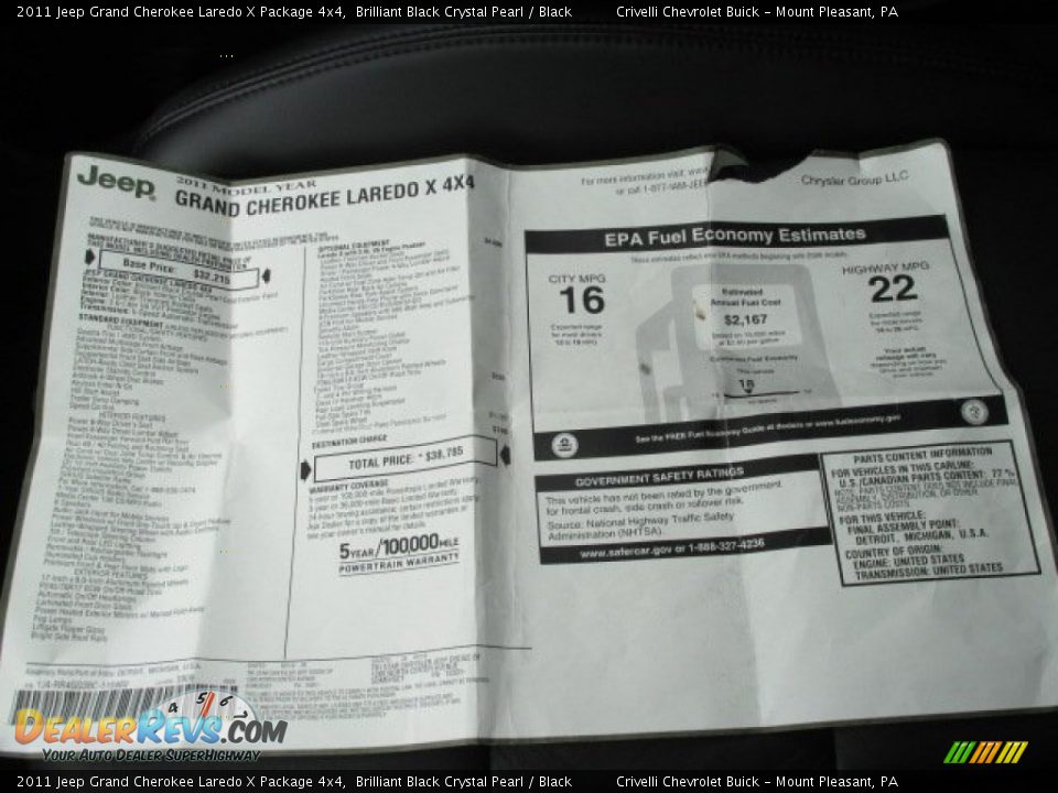 2011 Jeep Grand Cherokee Laredo X Package 4x4 Brilliant Black Crystal Pearl / Black Photo #35