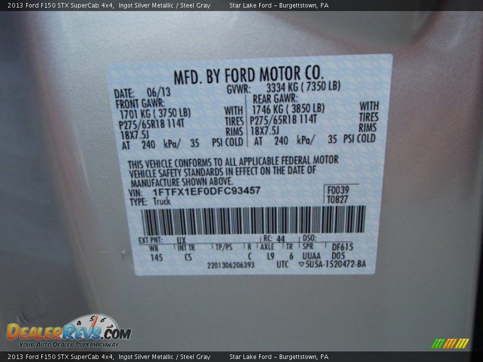 2013 Ford F150 STX SuperCab 4x4 Ingot Silver Metallic / Steel Gray Photo #25