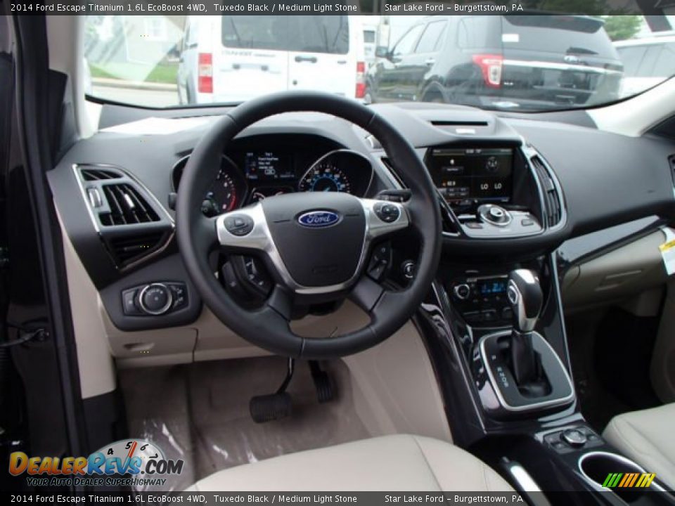 2014 Ford Escape Titanium 1.6L EcoBoost 4WD Tuxedo Black / Medium Light Stone Photo #14