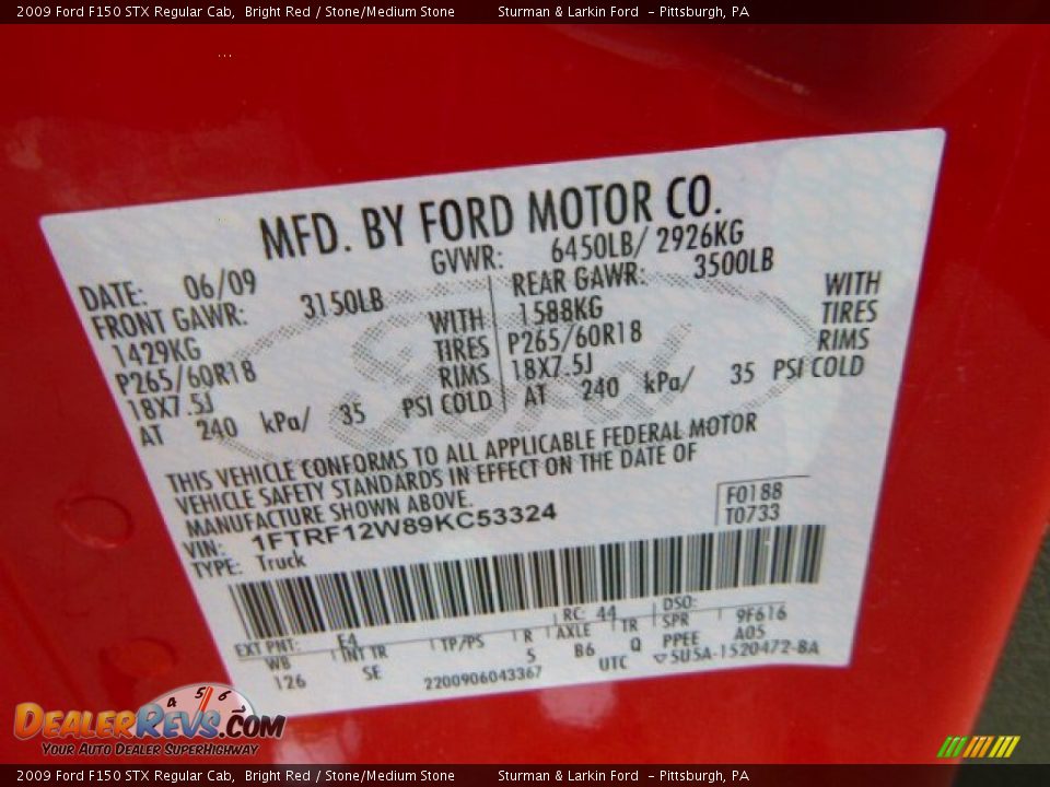 2009 Ford F150 STX Regular Cab Bright Red / Stone/Medium Stone Photo #14